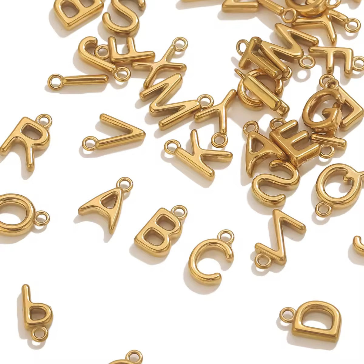 SC14H Alphabets Tiny Bubble charm 18k Gold PVD plated 316 stainless steel ( 1 pc ) Anti tarnish