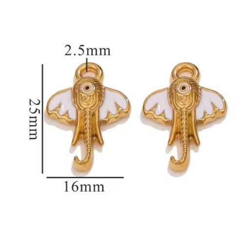 SS 2697 Elephant charm 18k Gold plated 316 stainless steel ( 1 pc ) Anti tarnish