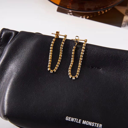 SJ 1019 Zircon Tassel Stud Earring  - 18k Gold PVD plated stainless steel - Anti tarnish