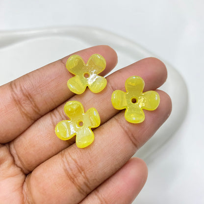 BBB 121 (H) Four petal uv plated shiny irrediscent Acrylic flower bead (1PC)