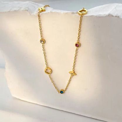 SJ 1032 Zircon dainty twinkle Necklace   - 18k Gold PVD plated stainless steel - Anti tarnish