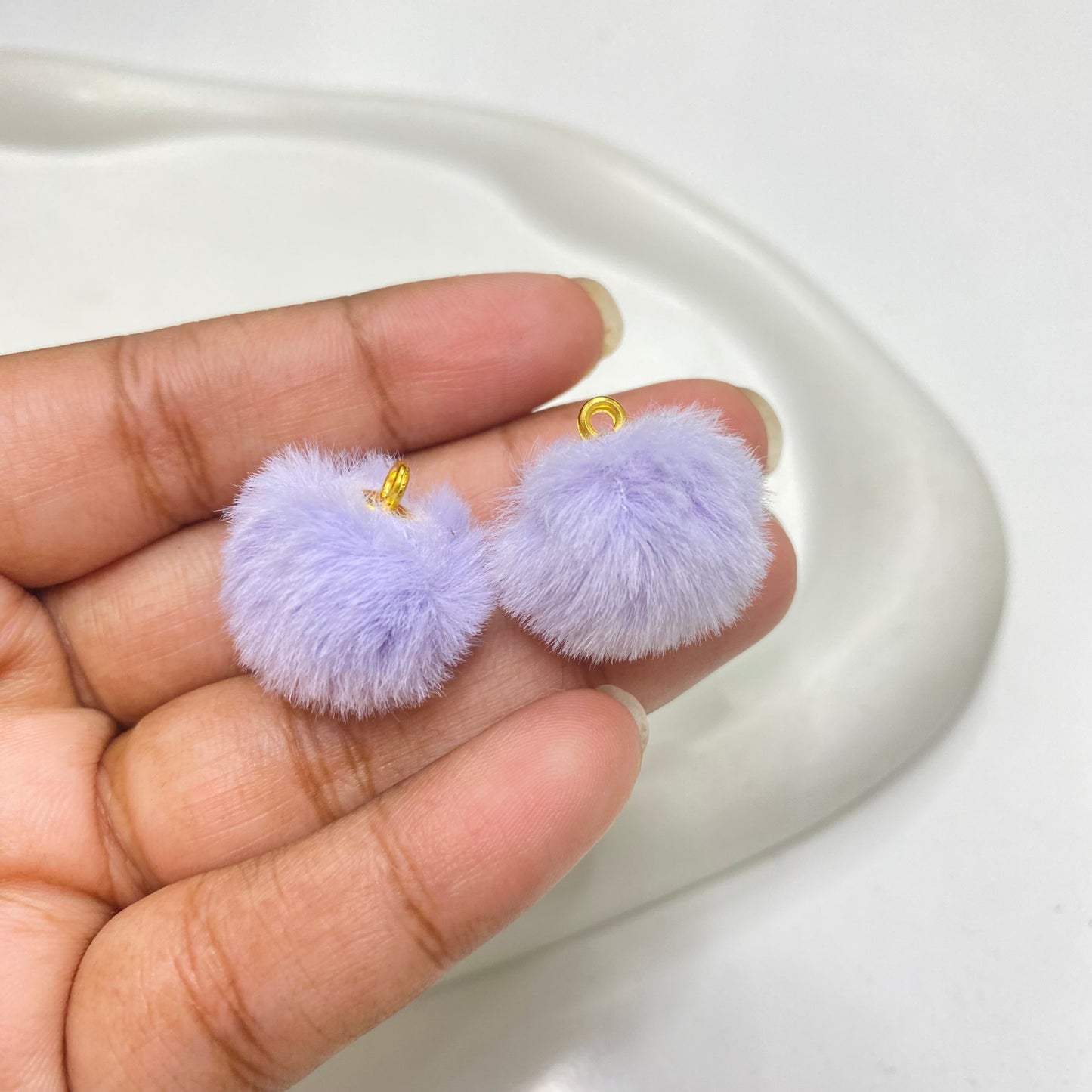 PP 1642 light purple Fluffy Pom Pom with hook ( 1 pc )