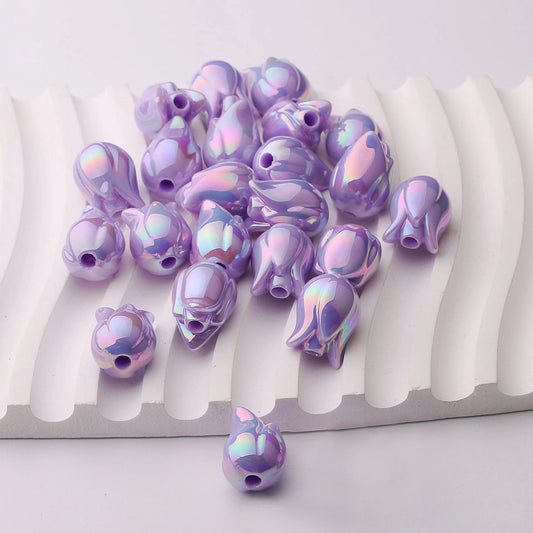 BBB 129 (e) Purple Tulip uv plated Acrylic bead ( 1 pc )