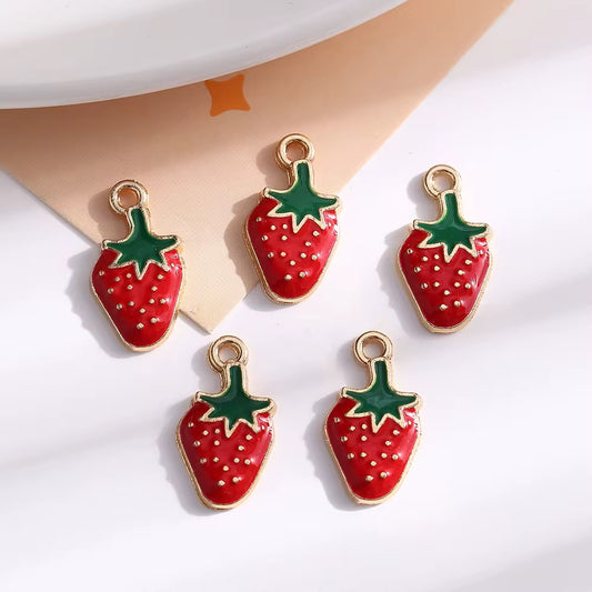 SS 1080 Strawberry enamel charm ( 1 pc ) High quality shine