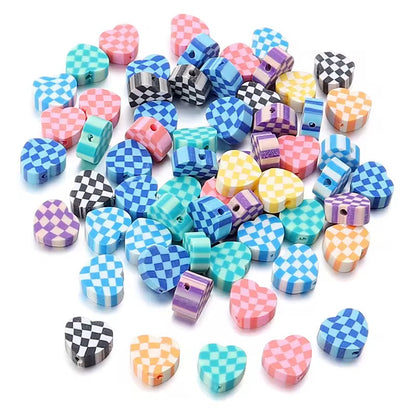 BBB 365 Checked Heart Bead ( 1 pc ) lucite polymer