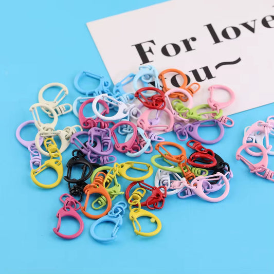 BBB 269 (L) Blue Candy baked paint D Shape Buckle Ring Keychain Clasp ( 1 pc ) Spring Clasp Key Ring ( 38 mm ) High Quality Alloy
