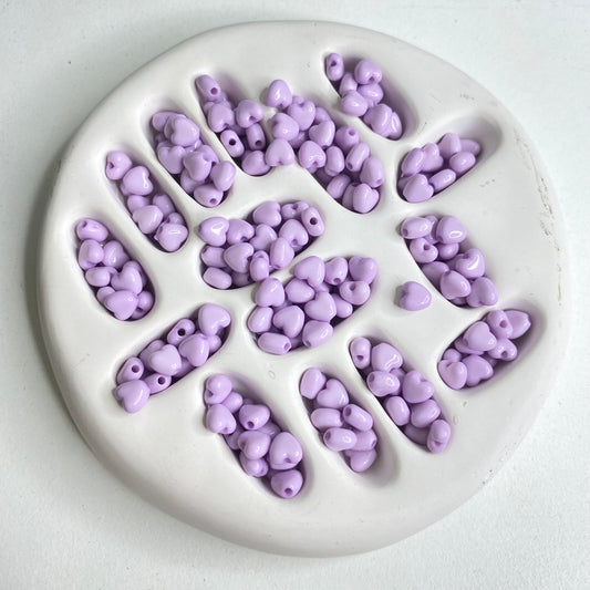 BBB 286 (f) Purple Tiny Heart Shiny  Bead ( 1 pc ) UV Plated Acrylic ( 6 mm )