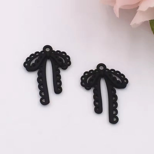 BBB 342 (f) Black Bow Spray painted Charm ( 1 pc ) High Quality Alloy ( 28:20 mm )