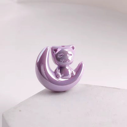 BBB 265 (d) Purple Cat Moon Luminous Shiny Big Bead ( 1 pc ) UV Plated Acrylic ( 28 mm )