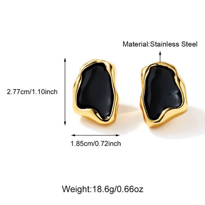 SJ 953 Black Nugget Earring - 18k Gold PVD plated stainless steel - Anti tarnish