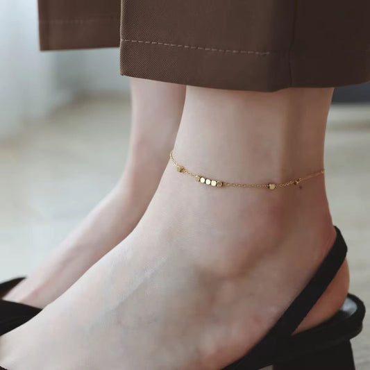 AKJ01B Aurelia Dot Trail Anklet 18k Gold PVD plated
