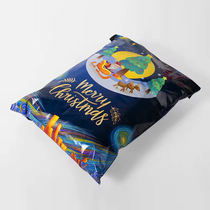 Merry Christmas Poly Mailer Bag -  Waterproof & Double Sided - Designer Premium Packaging ( 10:13 inch )