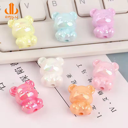 AB24 Cute Bear shiny luminous Acrylic bead ( 1 pc ) UV Plated ( 17:21 mm )