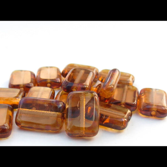 BBB 106 (B)  Picasso Czech rectangle tile bead - Light Topaz brown (1PC)
