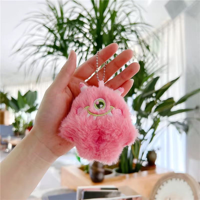 Light Pink Big Eyes Monster 3D Plush Toy Keychain ( 1 pc ) ( 10 cm )