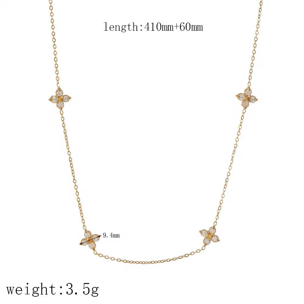NSJ18A Dainty Zircon Necklace - 18k Gold PVD plated 316 stainless steel - Anti tarnish