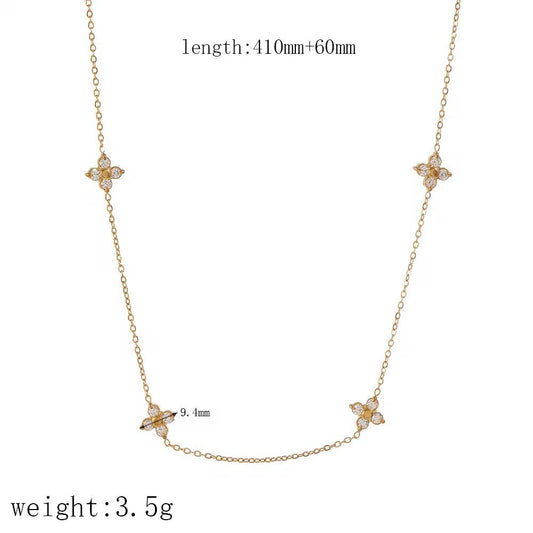 SJ 1145 Dainty Zircon Necklace - 18k Gold PVD plated stainless steel - Anti tarnish