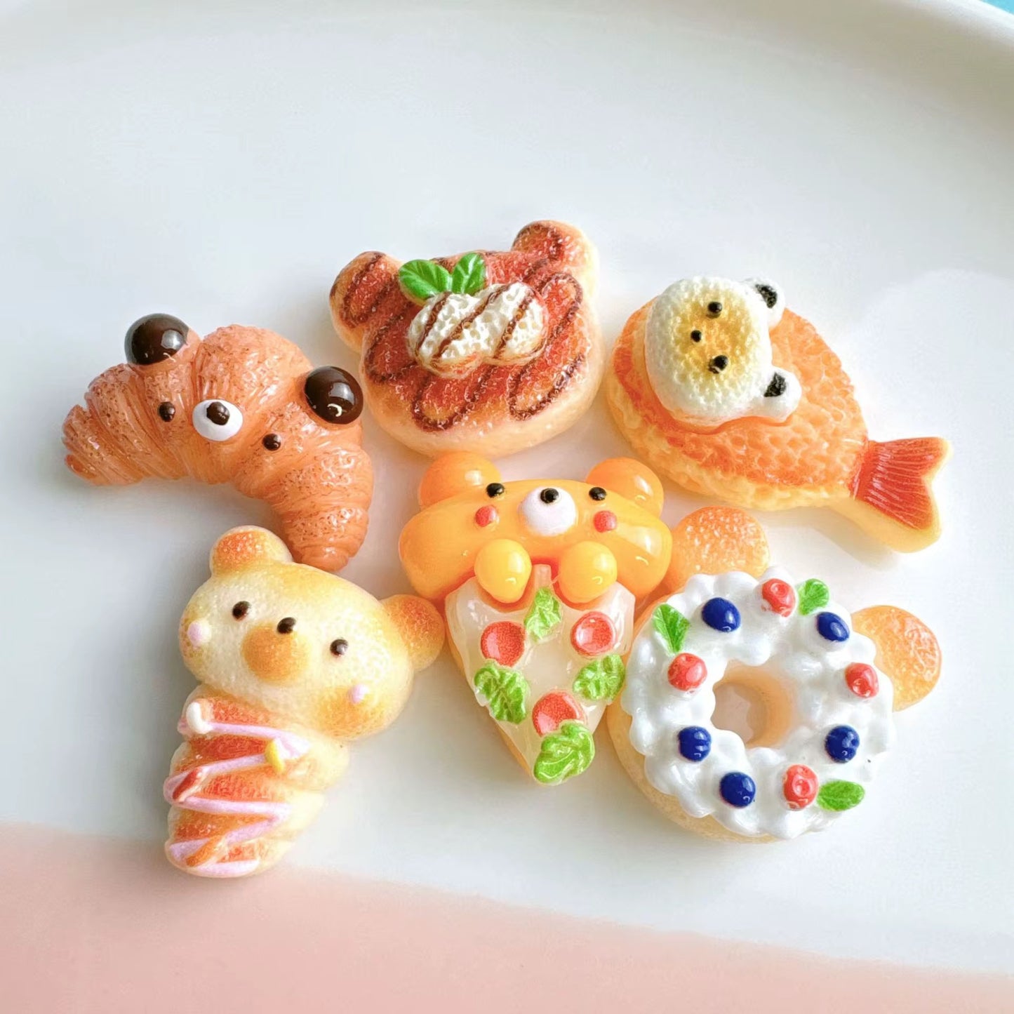 BBB 277 (c) Cute Bear Bread Donut Resin charm ( 1 pc ) with Hook ( 20:30 mm )