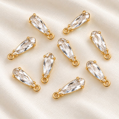 GPC23S zircon crystal teardrop Gold plated charm ( 1 pc ) Anti tarnish