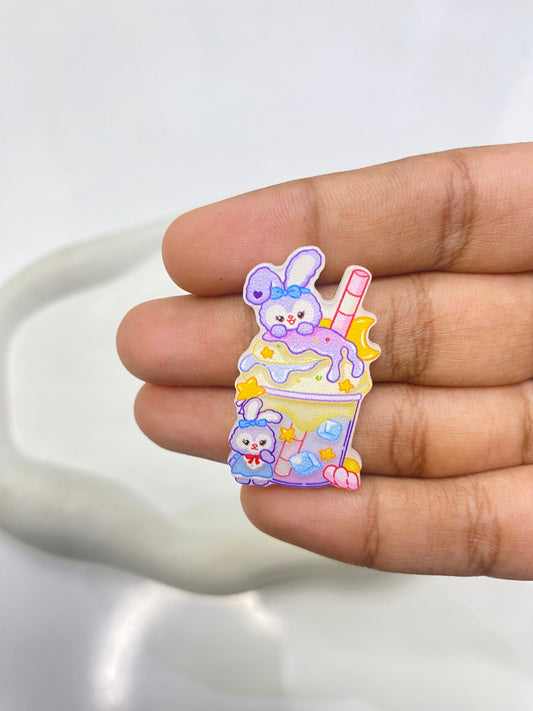 BBB 087 (i) Kawaii Ice Cream shake Rabbit flat acrylic charm ( 1 pc )