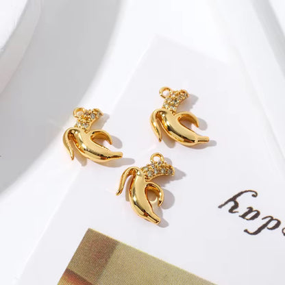 SS 2687 Banana zircon 14k gold plated charm ( 1 pc ) - anti tarnish