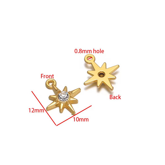 SC16D Twinkle Zircon charm 18k Gold PVD plated 316 stainless steel ( 1 pc ) Anti tarnish
