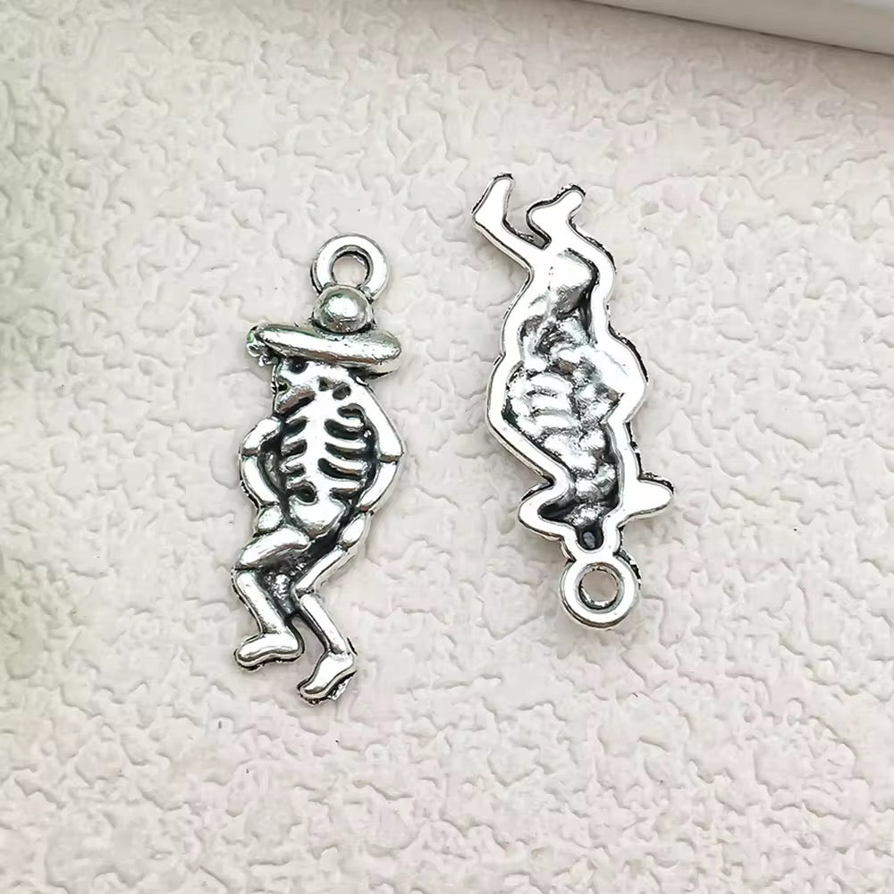 BBB 346 (b) Dancing Skull Gothic charm Alloy Premium ( 1 pc ) Anti Tarnish ( 9*25 mm )