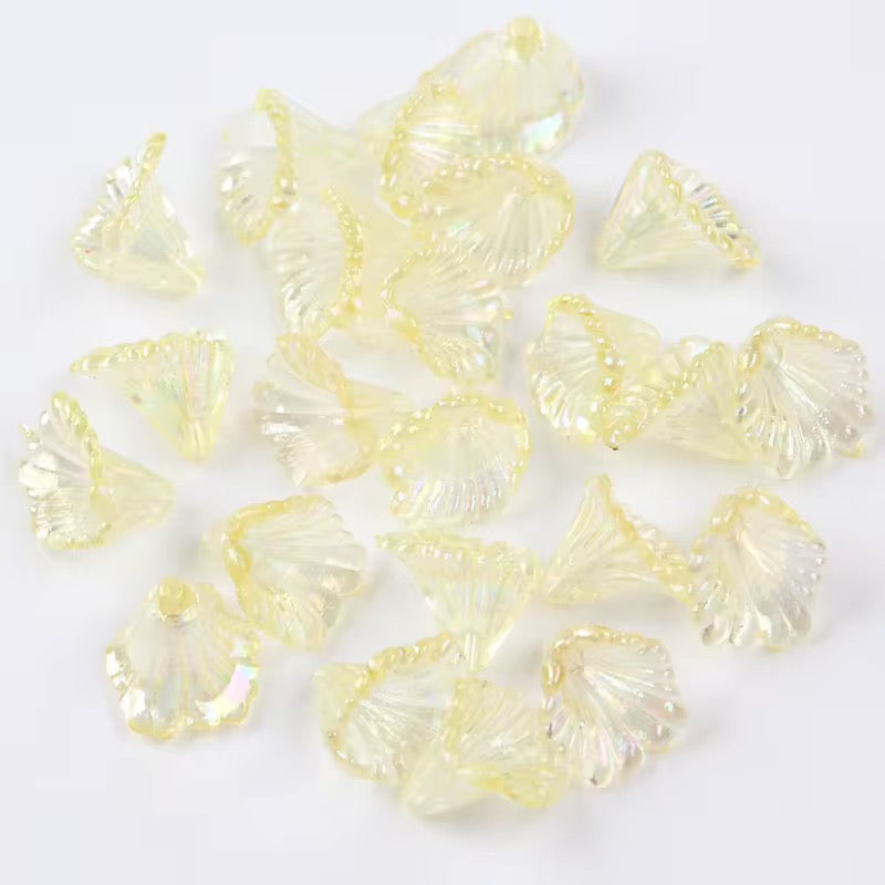 BBB 186 (e) Yellow Transparent Trumpet Flower Acrylic Bead ( 1 pc ) ( 11:12 mm )