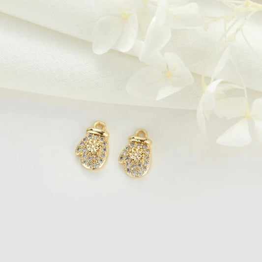 SS 461 Mitten CZ gold plated charm ( 1 pc ) Anti tarnish