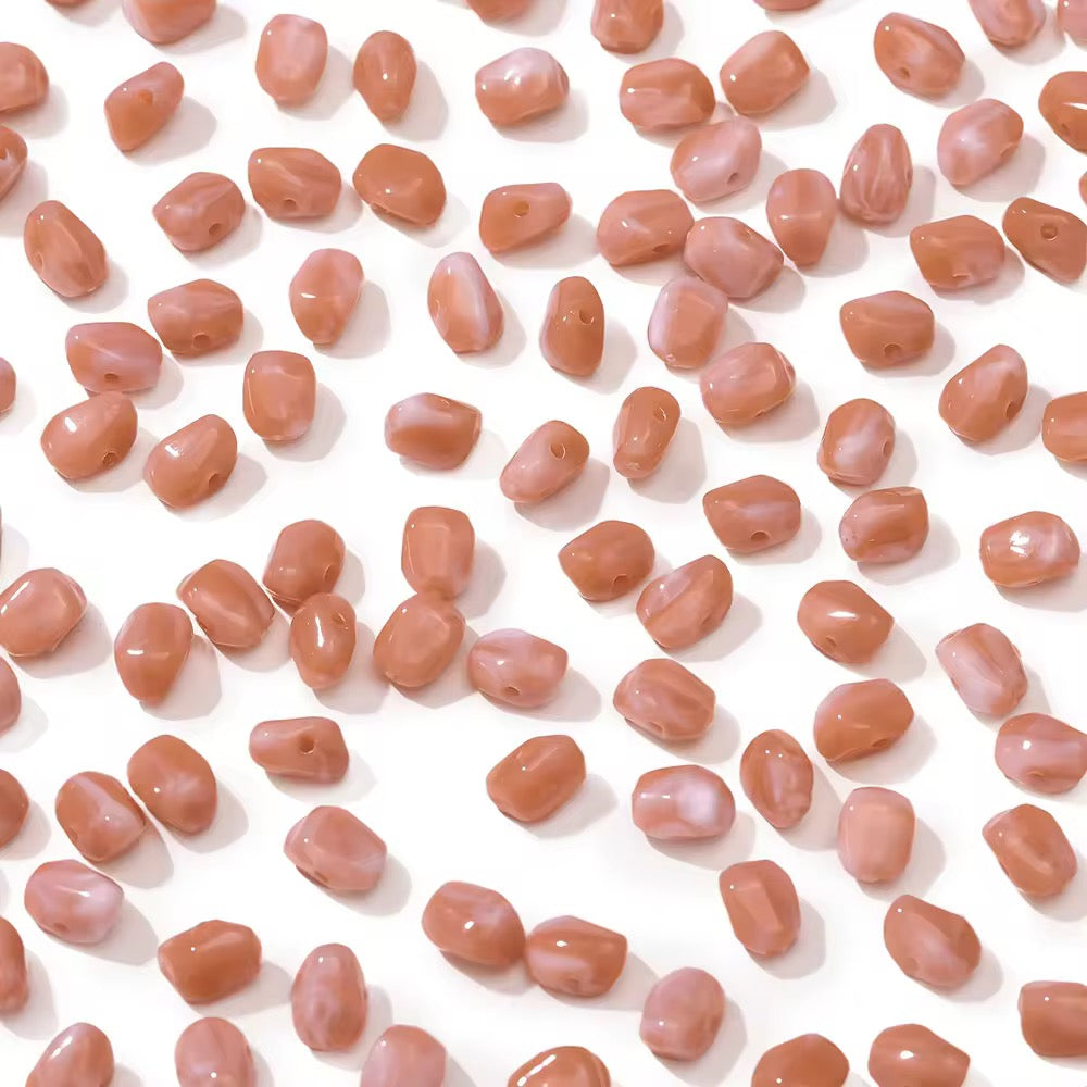 AB07 Marble Pebble Crystal Chip Shiny  Bead ( 1 pc ) UV Plated Acrylic