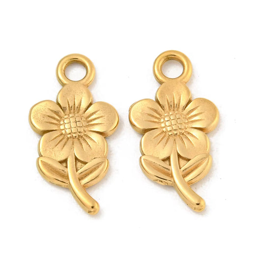 SS 3035 Flower Charm 18K Gold PVD plated stainless steel ( 1 piece ) Anti tarnish ( 6:15 mm )