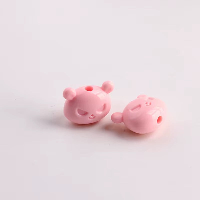 BBB 263 (a) Orange Cartoon Bear Head Bead ( 1 pc ) Solid Acrylic ( 18 mm )