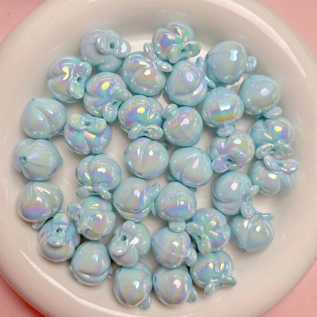 AB74 Fruit peach Shiny Bead ( 1 pc ) UV Plated Acrylic ( 16 mm )