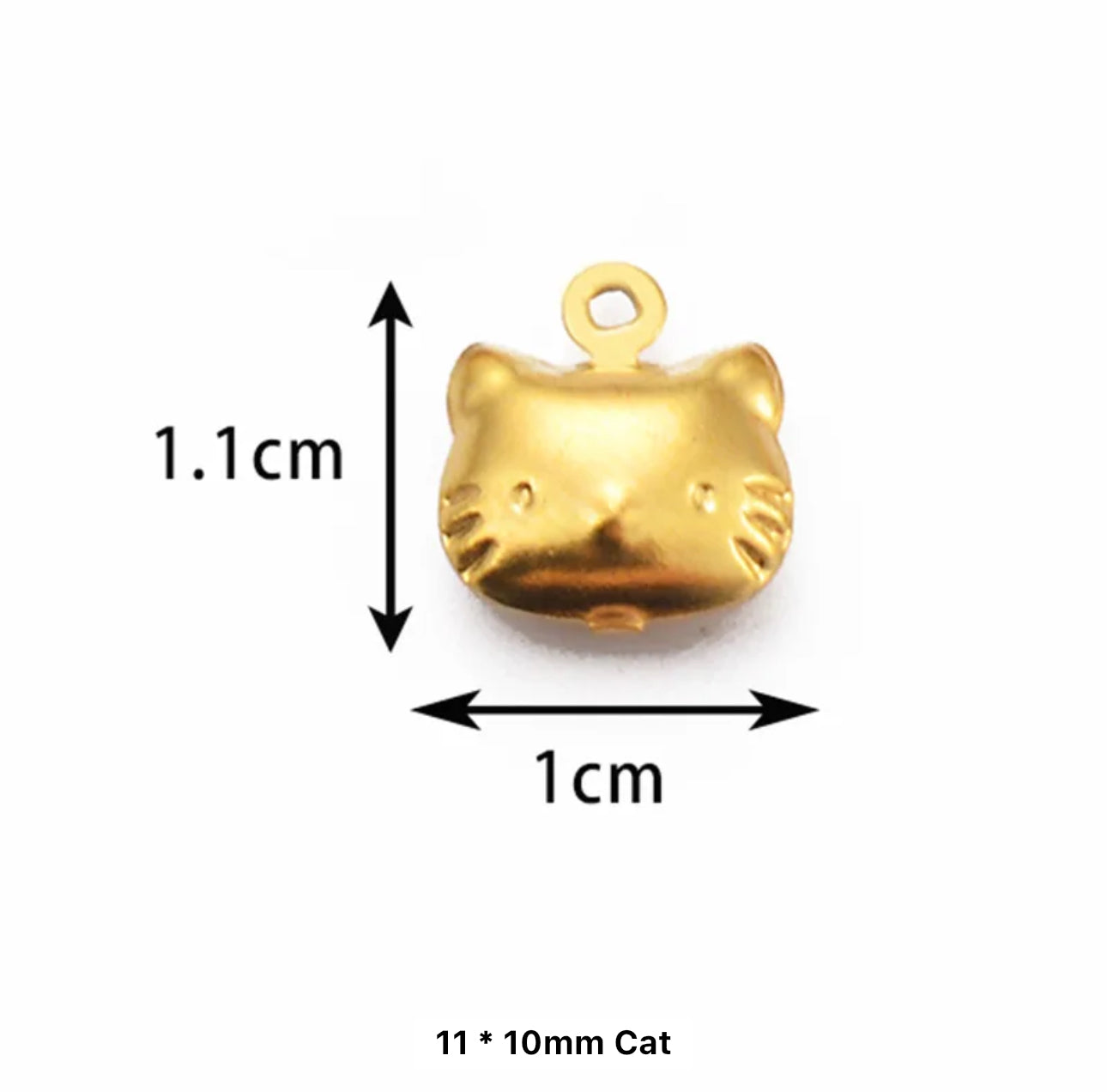 SS 1300 Cat charm 18k gold plated stainless steel - per piece - anti tarnish