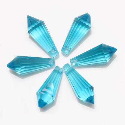 BBB 208 (m) Light Blue Pointed Crystal Bead Lampwork Prism glass charm ( 1 pc ) ( 8:20 mm )