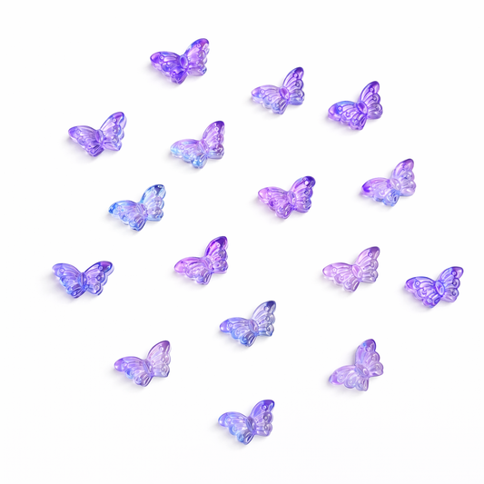 BBB 298 (d) Bluish Purple dual tone Clear Butterfly glass bead ( 1 pc ) Lampwork Bead ( 15 mm )