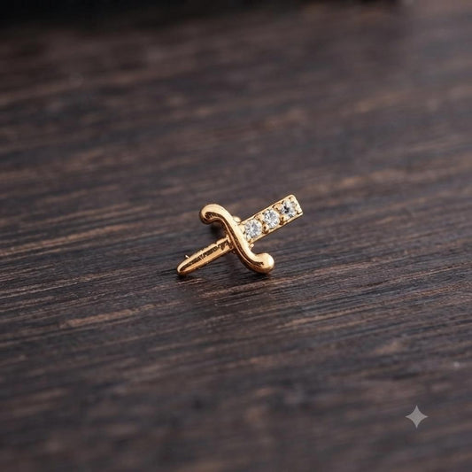 MSJ04U Zircon Cartilage 2nd piercing stud ( 1 pc )- 18K Gold  PVD