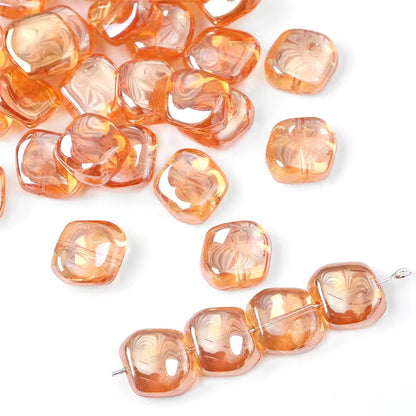 BBB 355 (e) Light Orange  Irregular Iridescent glass bead ( 1 pc ) Lampwork Bead