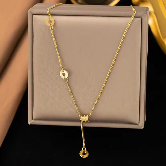 NSJ27D Modern Diamond Necklace - 18k Gold PVD plated 316 stainless steel - Anti tarnish