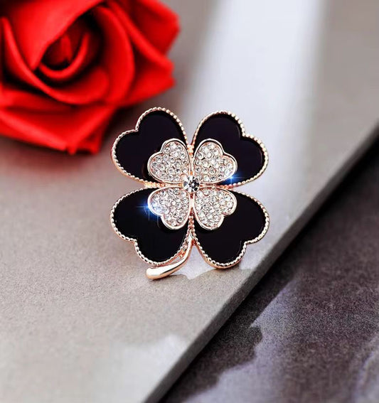 BR 46 - Clover Flower Zircon Brooch  ( 1 PC ) Anti Resistant