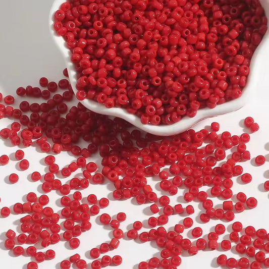 BBB 150 (f) Red Tiny Solid Rice Czech Glass bead ( 1 gm - around 60 to 70 piece) High Quality ( 2 mm )