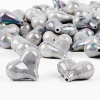 BBB 127 (g) Grey Heart UV Plated Acrylic Bead ( 1 pc ) ( 18:20 mm )