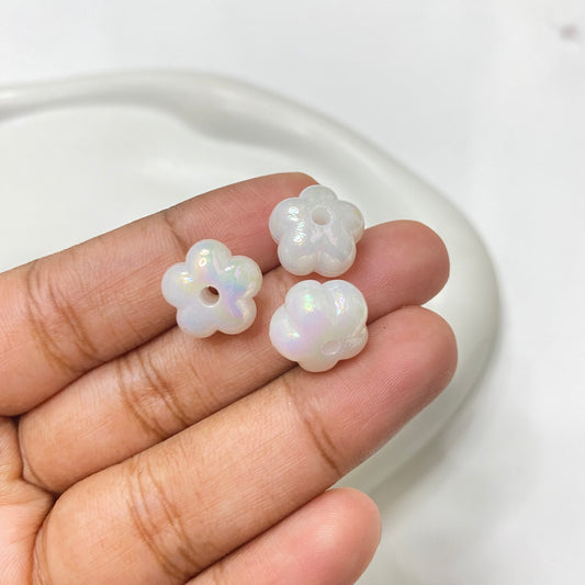 BBB 132 (A) Flower uv plated shiny irrediscent Acrylic bead (1PC)