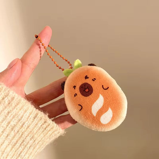 PK 16 Cute Kawaii Capybara Hamburger 3D Plush Toy Bead Keychain ( 1 pc ) Premium Quality ( 12:11 cm )