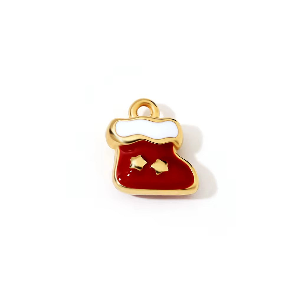 SS 1148 Christmas Socks Charm 18K Gold PVD plated stainless steel ( 1 piece ) Anti tarnish ( 13:10 mm )