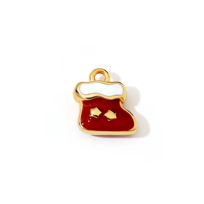 SS 1148 Christmas Socks Charm 18K Gold PVD plated stainless steel ( 1 piece ) Anti tarnish ( 13:10 mm )