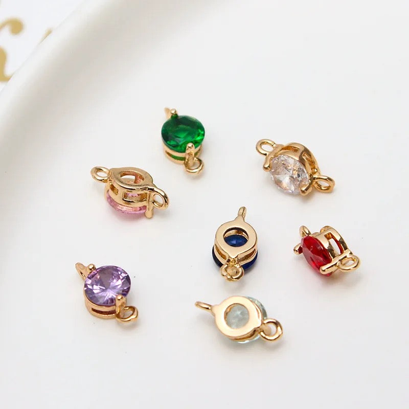 CZ 1365 green gold plated crystal connector- per piece - anti tarnish