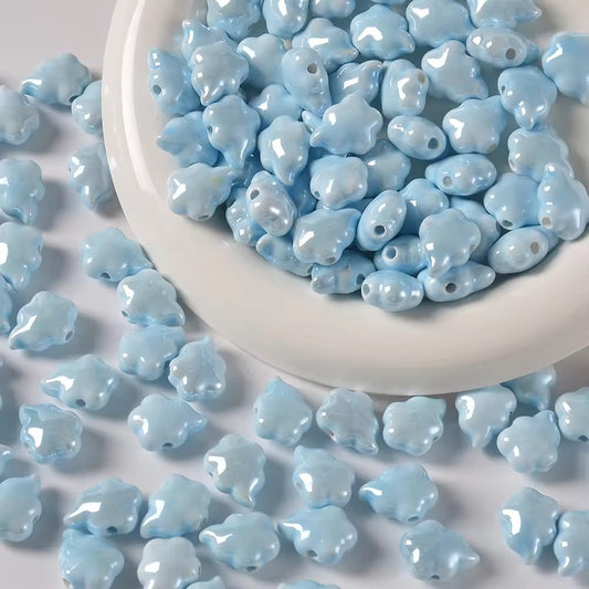 BBB 322 (c) Light Blue Cloud Iridescent Ceramic Bead ( 1 pc ) Porcelian Ceramic ( 13:18 mm )