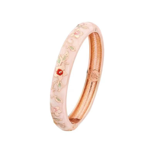 GP 03 Rose gold Pink Floral Cuff Bracelet 14k gold plated - Anti tarnish