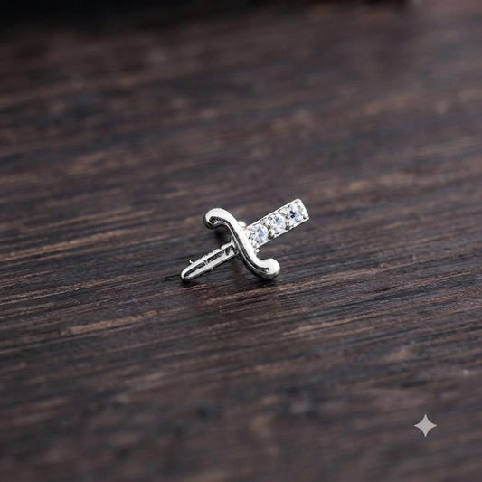 MSJ04T Zircon Cartilage 2nd piercing stud ( 1 pc )- steel  PVD